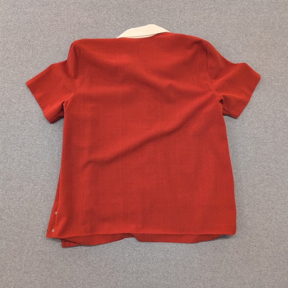 Alfred Dunner Women's Red Embroidered‎ Collared Button Front Shirt Size 14